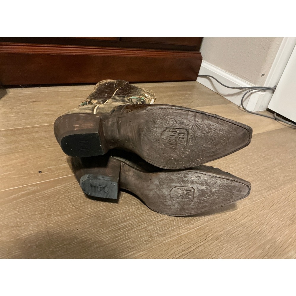 Dan Post Boots Western Brown Distressed Leather Silver Cross Snip Toe Size 10 - Picture 5 of 5